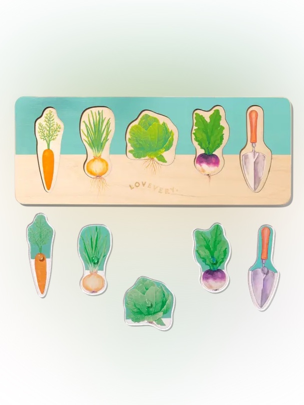 Lovevery Community Garden Wooden Peg Puzzle Montessori Toddler Toy Farm Veggies